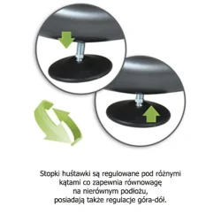 Regulowane stopki huśtawki do ogrodu. Czarny element antypoślizgowy na nierówne podłoże.