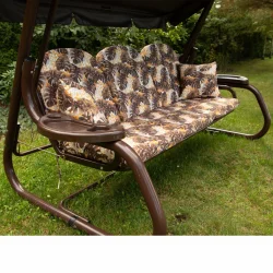 Poduszka na huśtawkę ogrodową 180cm z jaśkami, roślinny wzór. Idealna na taras lub do ogrodu.