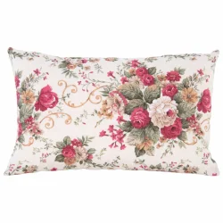 Jasiek dekoracyjny do salonu z kwiatowym wzorem w odcieniach różu i beżu. Idealny na kanapę lub fotel.