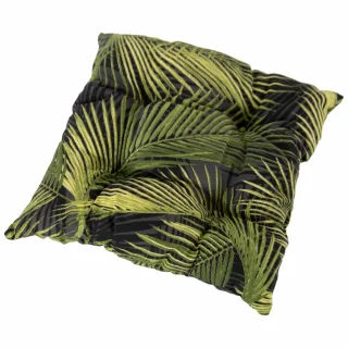 Poduszka na krzesło z zielonym wzorem liści, pojedyncza sztuka.