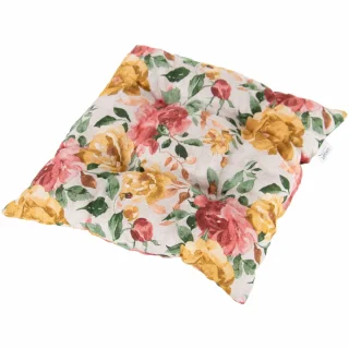 Poduszka na krzesło 40cmx40cm, pojedyncza sztuka, kolorowa w kwiatowy wzór.