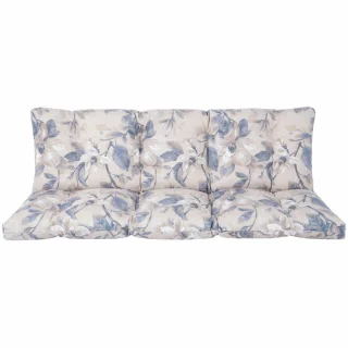 Poduszka ogrodowa 170cm na ławkę, wzór kwiatowy w odcieniach beżu i niebieskiego.