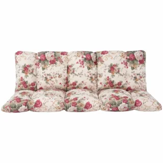 Poduszka ogrodowa 170cm na huśtawkę, wzór kwiatowy w odcieniach różu i zieleni.
