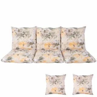 Poduszki ogrodowe 180cm na balkon lub taras, komplet z jaśkami, w kwiatowy wzór.