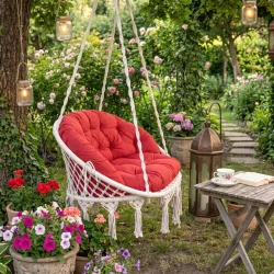 Poduszka na Bocianie Gniazdo BOHO Dwuosobowe Czerwone
