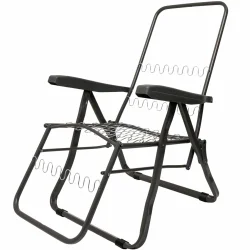 Metalowy stelaż leżaka ogrodowego, przeznaczony do ogrodu lub na taras. Kompletny zestaw w ciemnym kolorze.