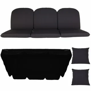 Poduszki ogrodowe 180cm na ławkę z jaśkami i daszkiem, antracyt. Idealne do ogrodu lub na taras.