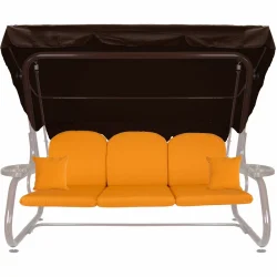 Poduszki ogrodowe na huśtawkę 180cm, żółte, z daszkiem i jaśkami. Idealne do ogrodu lub na taras.