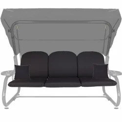 Poduszka ogrodowa na huśtawkę 180cm, z jaśkami, w kolorze antracyt. Idealna do ogrodu lub na taras.