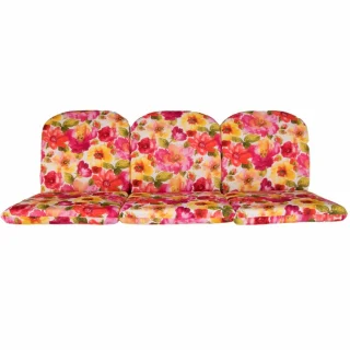 Poduszki ogrodowe 180cm na ławkę, wielobarwne kwiaty. Komplet trzech siedzeń.