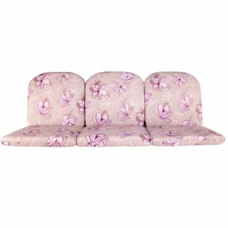 Poduszki ogrodowe 180cm na huśtawkę w kwiatowy wzór, różowe i fioletowe tony. Kompletny zestaw.