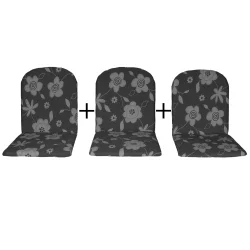 Poduszki ogrodowe z kwiatowym wzorem, na krzesła. Komplet trzech sztuk w kolorze szarym.