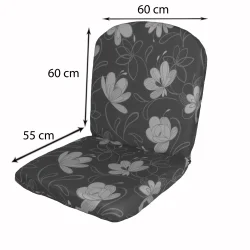 Poduszka na krzesło ogrodowe z wzorem kwiatowym, w odcieniach szarości.