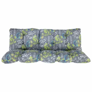 Poduszka ogrodowa 150cm na huśtawkę, wzór kwiatowy w zielonych i niebieskich odcieniach.