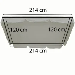 Daszek do huśtawki o wymiarach 214 cm x 120 cm w kolorze jasnoszarym. Idealny na taras lub do ogrodu.