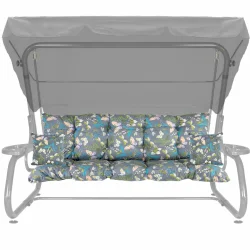 Poduszki ogrodowe 180cm na huśtawkę, z jaśkami, wzór kwiatowy na szarym tle.