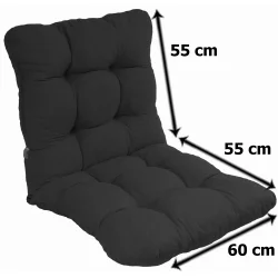 Poduszka ogrodowa 110 cm, czarna, na fotel.