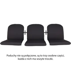 Poduszki ogrodowe 180cm, trzyczęściowe w kolorze ciemnym, przeznaczone na ławkę lub huśtawkę ogrodową.