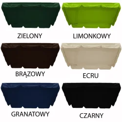 Daszek do huśtawki ogrodowej w różnych kolorach. Dostępne wersje: zielony, limonkowy, brązowy, ecru, granatowy, czarny.