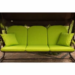 Poduszki ogrodowe 180cm do huśtawki, zielone, z jaśkami. Idealne na taras lub działkę.