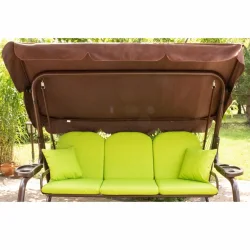 Poduszki ogrodowe na huśtawkę z daszkiem, zielone, komplet z jaśkami. Idealne do ogrodu lub na taras.