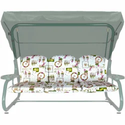 Poduszki ogrodowe 180cm na huśtawkę w roślinne wzory. Komplet z trzema poduszkami.