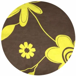 Poduszka ogrodowa 150cm na taras, żółto-brązowy wzór kwiatowy.
