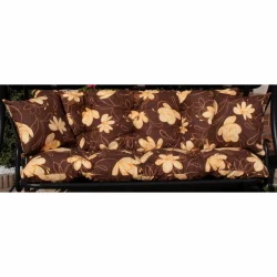 Poduszki ogrodowe na huśtawkę z jaśkami, brązowe w jasne kwiaty. Idealne na taras lub do ogrodu.