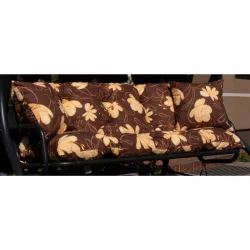 Poduszka ogrodowa na huśtawkę, kolor brązowy z kwiatowym wzorem, komplet z jaśkami.