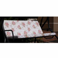 Poduszka na huśtawkę ogrodową 150cm, wzór kwiatowy, różowy i biały. Idealna do ogrodu.