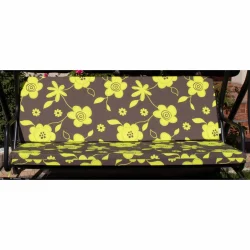Poduszka na huśtawkę 150cm do ogrodu w kwiatowy wzór, brązowo-żółta. Pojedyncza poduszka.