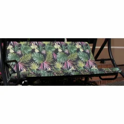 Poduszka ogrodowa na huśtawkę, motyw roślinny, rozmiar 150cm, kolor zielony z różowym.