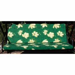 Poduszki ogrodowe 150cm na huśtawkę, zielone z kwiatowym wzorem.