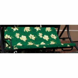 Poduszka na huśtawkę o zielonym kolorze z kwiatowym wzorem, przeznaczona do ogrodu.