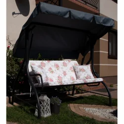 Poduszki ogrodowe 150cm na huśtawkę w kwiaty. Komplet z jaśkami na taras.