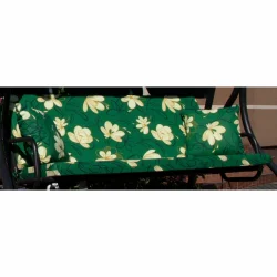 Poduszka na huśtawkę ogrodową 150cm, zielona w żółte kwiaty, z jaśkami.