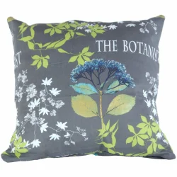 Dekoracyjny jasiek na kanapę, pojedynczy. Szary ze wzorem kwiatowym w kolorach zielonym i niebieskim.