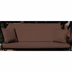 Poduszki ogrodowe 150cm na huśtawkę, brązowe z jaśkami. Idealne do użytku na tarasie lub w ogrodzie.