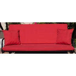 Czerwona poduszka ogrodowa 150cm na huśtawkę, z jaśkami. Idealna do ogrodu.