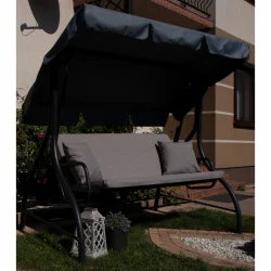 Poduszka na huśtawkę ogrodową z daszkiem, szara. Idealna na taras lub do ogrodu.