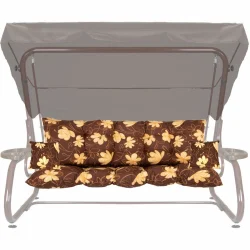 Poduszki ogrodowe na huśtawkę, 180cm, brązowe z kwiatowym wzorem, kompletne z jaśkami.