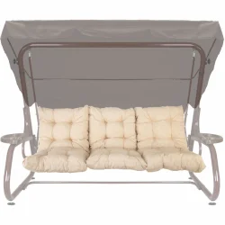 Poduszki do huśtawki ogrodowej w kolorze beżowym. Komplet składa się z trzech poduszek.