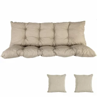 Poduszki ogrodowe 180cm na huśtawkę, komplet z jaśkami w kolorze beżowym. Idealne do ogrodu lub na taras.
