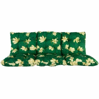 Poduszka ogrodowa 150cm z oparciem, na huśtawkę. Zielona w żółte kwiaty.
