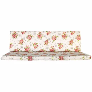 Poduszki ogrodowe 180cm na ławkę, w kwiatowy wzór, w odcieniach różu i bieli.