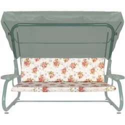 Poduszka ogrodowa 180cm na huśtawkę, kwiatowy wzór w różach.
