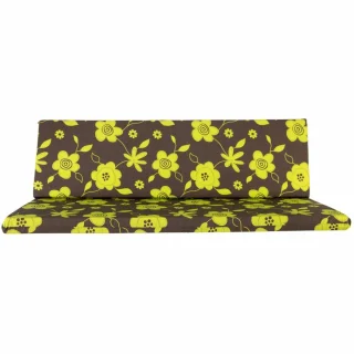 Poduszka ogrodowa 180cm na ławkę z jasnymi kwiatami na brązowym tle. Idealna na huśtawkę lub do ogrodu.