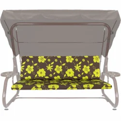 Poduszka ogrodowa 180cm na huśtawkę, pojedyncza poduszka, brązowy z żółtym kwiatowym wzorem.