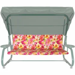 Poduszka 180cm na huśtawkę ogrodową z motywem kwiatowym w żywych kolorach.