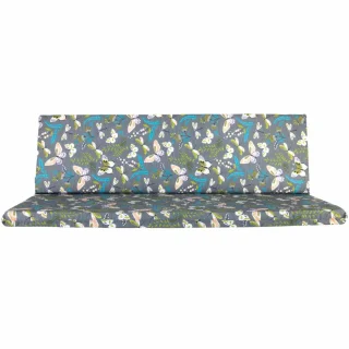 Poduszka ogrodowa 180cm na huśtawkę, wzór kwiatowy. Kolorystyka szara z elementami zieleni i bieli.